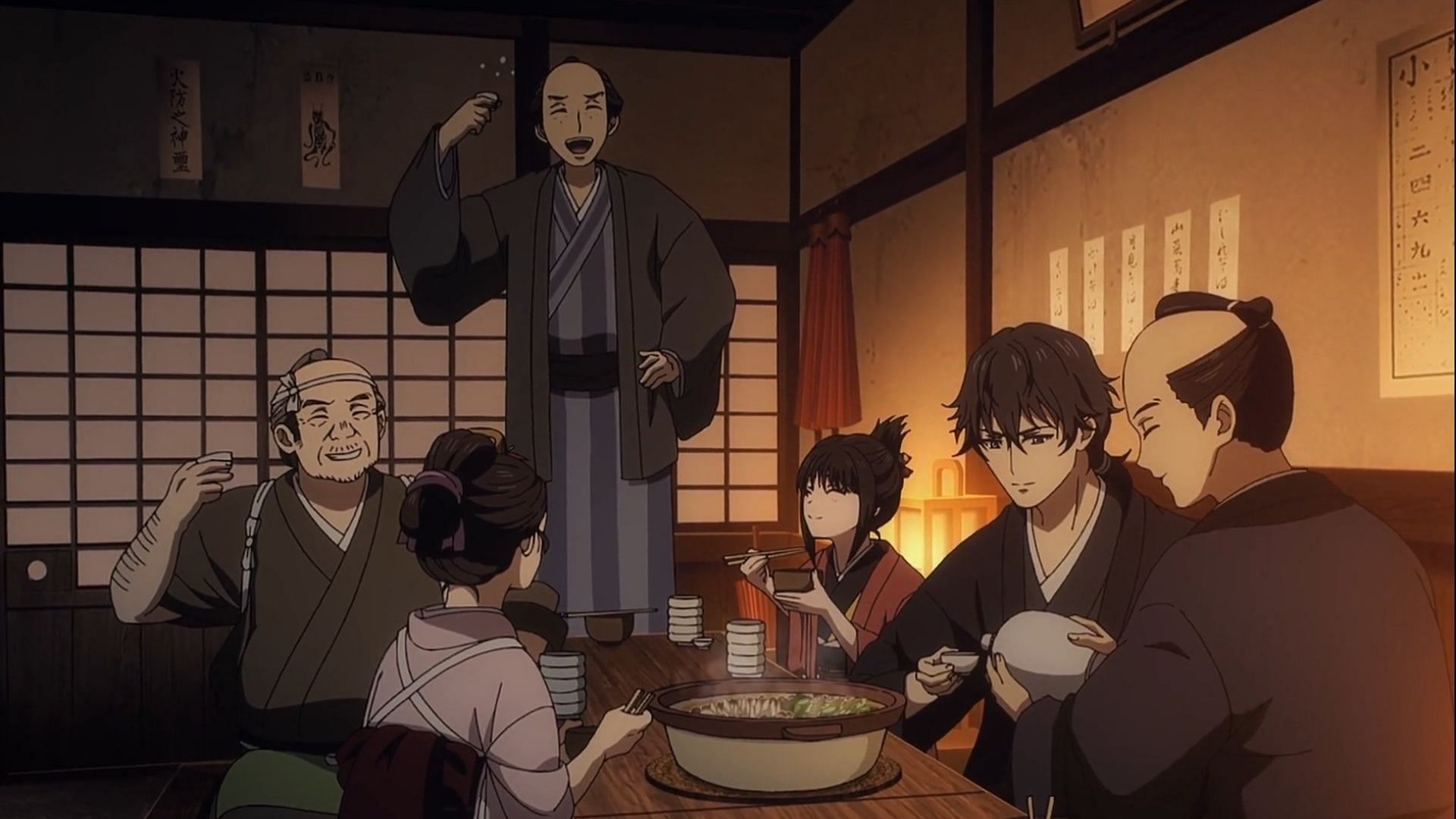 Zenji and rest of Jinya's allies celebrating (Image via Yokohama Animation Lab)